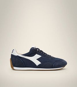 Diadora Equipe H Canvas Stone Wash Heritage Sko Herre Blå Hvite | Norge-324705