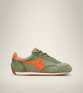 Diadora Equipe H Canvas Stone Wash Heritage Sko Dame Grønn Oransje | Norge-803614