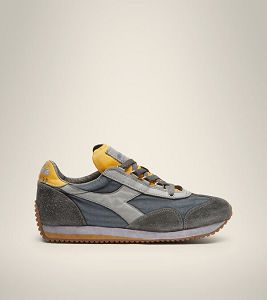 Diadora Equipe H Dirty Stone Wash Evo Heritage Sko Dame Grå Gul | Norge-168945