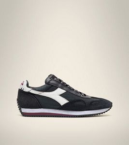 Diadora Equipe H Dirty Stone Wash Evo Heritage Sko Herre Svarte Hvite | Norge-491763