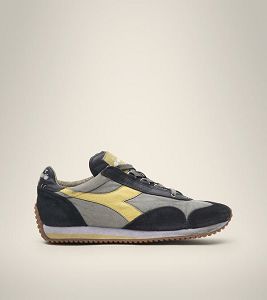 Diadora Equipe H Dirty Stone Wash Evo Heritage Sko Dame Grå Svarte Gul | Norge-638140