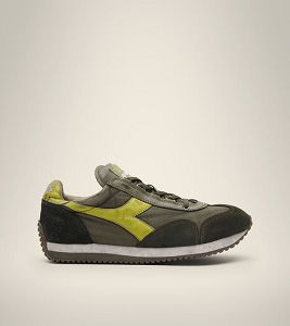 Diadora Equipe H Dirty Stone Wash Evo Heritage Sko Dame Olivengrønne Gul | Norge-768502