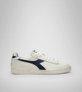 Diadora Game L Low Waxed Joggesko Herre Hvite Marineblå | Norge-697105