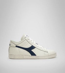 Diadora Game L Waxed Row Cut Joggesko Dame Hvite Marineblå | Norge-389125