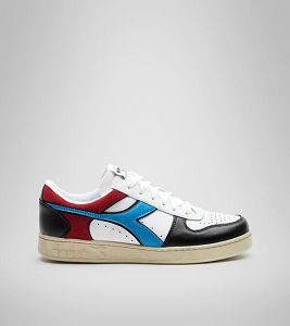 Diadora Magic Basket Low Icona Joggesko Herre Hvite Svarte Blå | Norge-768512